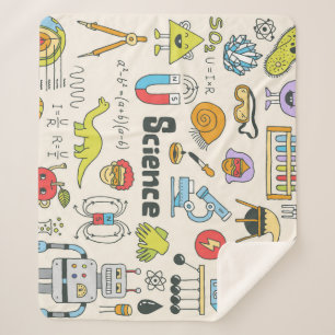 Science Doodles: Hand-Drawn School Set. Sherpa Blanket