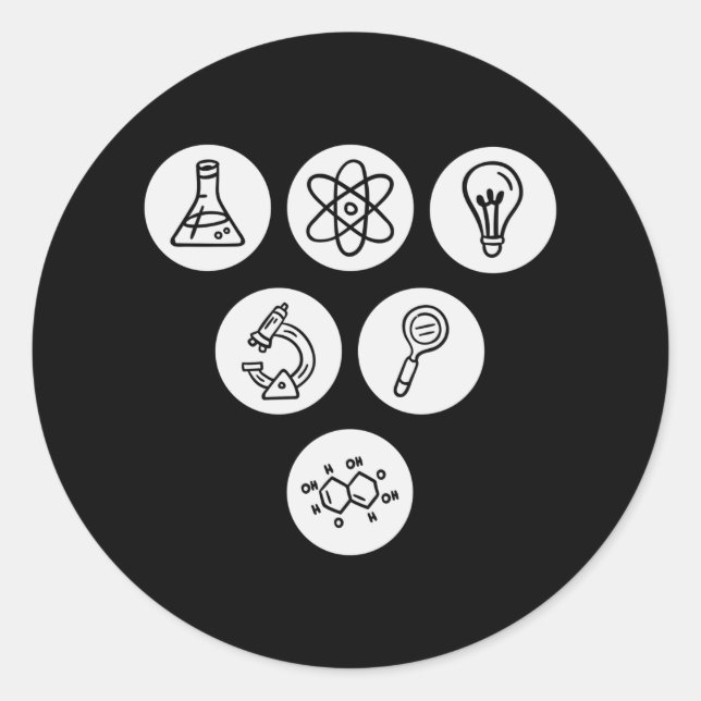 Science Elements Items Classic Round Sticker (Front)