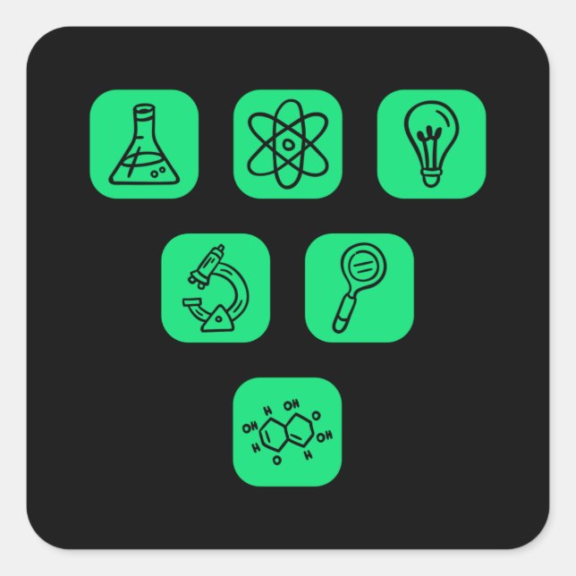 Science Elements Items Square Sticker (Front)