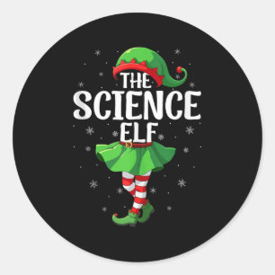 Science Elf Christmas Girls Women Elf Squad Xmas F Classic Round Sticker