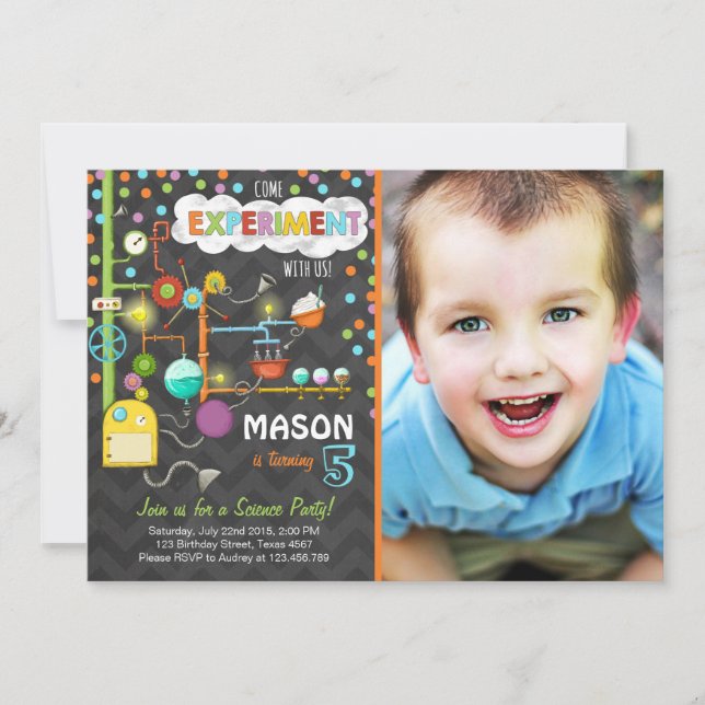 Science Experiment Birthday Party Invitation (Front)