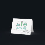 Science Experiment Green Boy Birthday Thank You Card<br><div class="desc">This cool "birthday experiment" boy's science birthday thank you card features a white background with flasks,  and a test tube in green. Personalise for your needs. You can find matching products at my store.</div>