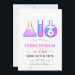 Science Experiment Neon Pink Adenine Girl Birthday Invitation<br><div class="desc">This cool  "birthday experiment" girl's science birthday party invitation features a white background with flasks,  and a test tube. The reverse side features a neon pink background with the molecule patterns of adenine. Personalise for your needs. You can find matching products at my store.</div>