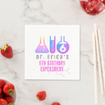Science Experiment Neon Pink Girl Birthday Napkin<br><div class="desc">This cool "birthday experiment" girl's science birthday party napkin features a white background with flasks,  and a test tube in neon pink. Personalise for your needs. You can find matching products at my store.</div>