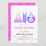 Science Experiment White & Neon Pink Girl Birthday Invitation<br><div class="desc">This cool  "birthday experiment" girl's science birthday party invitation features a white background with flasks,  and a test tube. The reverse side features a neon pink background with molecule patterns. Personalise for your needs. You can find matching products at my store.</div>