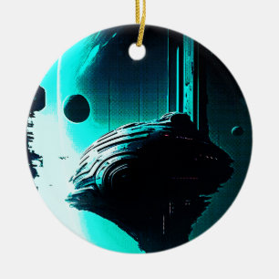 Science Fiction Alien Landscape 103 Ceramic Tree Decoration