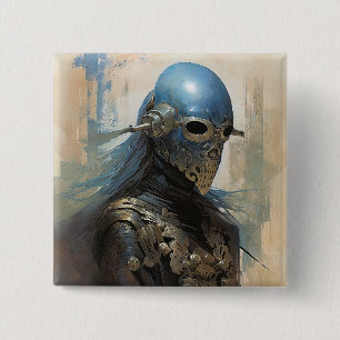 Science Fiction Alien Wearing Helmet Mask 15 Cm Square Badge