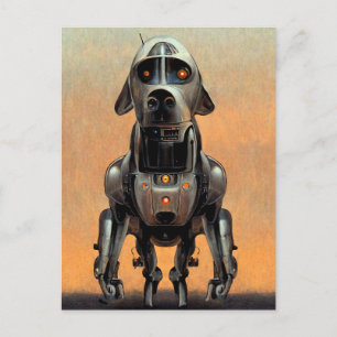 Science Fiction Art   Portrait of a Robot Dog Postcard