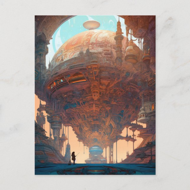 Science Fiction City Landscape Sci Fi Postcard (Front)