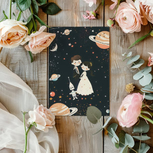 Science Fiction Cosmos Cartoon Wedding Invitation