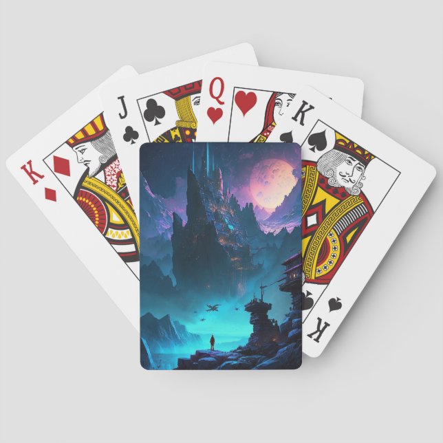Science Fiction Futuristic City Playing Cards (Back)
