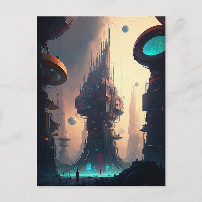 Science Fiction Futuristic City Postcard (Front)