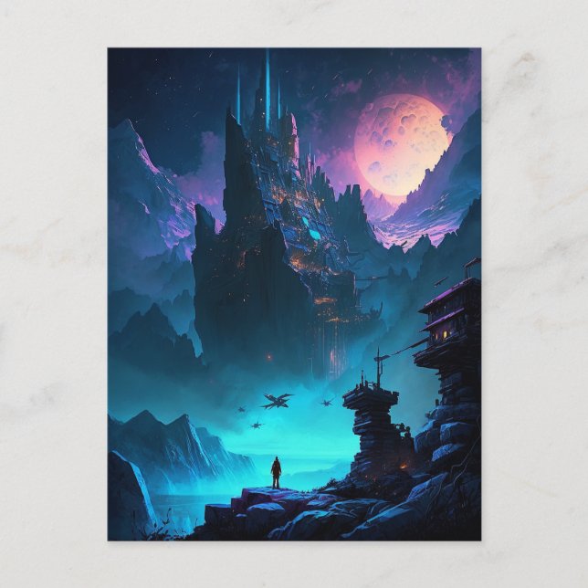 Science Fiction Futuristic City Postcard (Front)