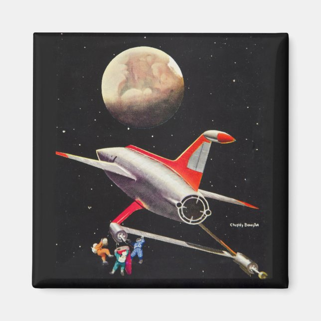 Science Fiction Galaxy Spaceship Astronauts Mars Magnet (Front)