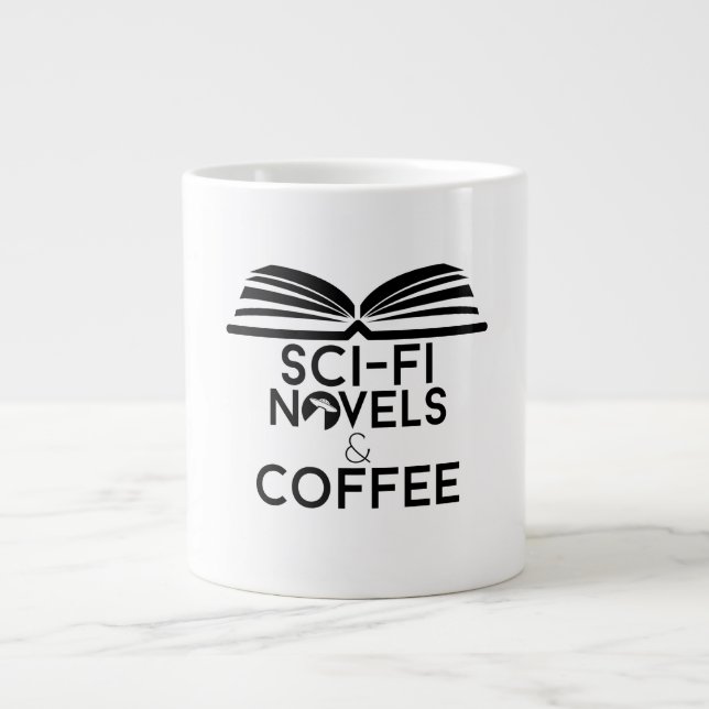Science Fiction Novels and Coffee Large Coffee Mug (Front)