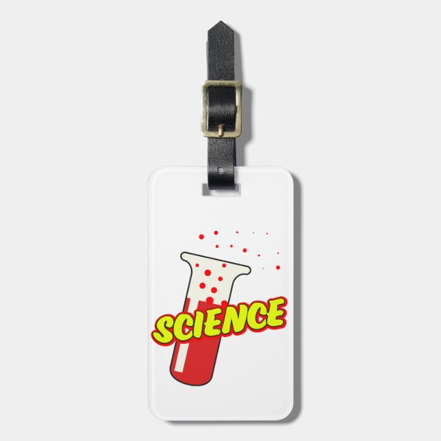 Science Flask Cartoon Luggage Tag (Front Vertical)