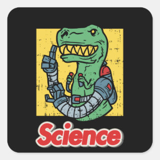 Science - Funny T-Rex Dinosaur With Robotic Arms Square Sticker