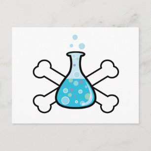 science geek beaker and crossbones design postcard
