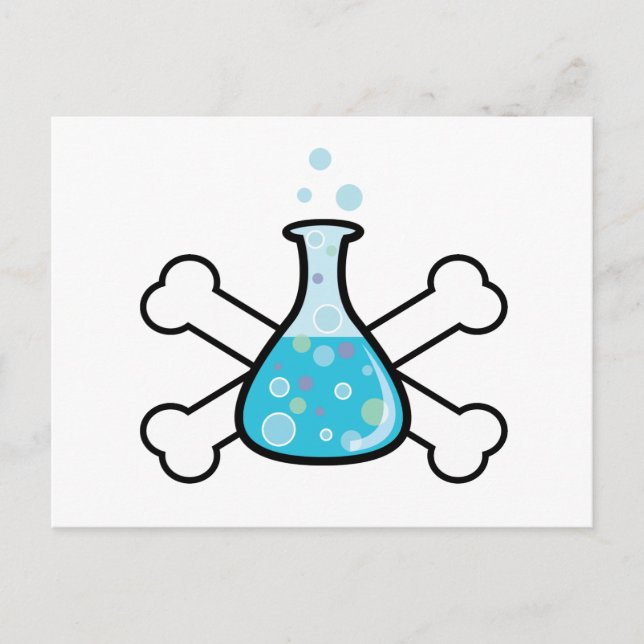 science geek beaker and crossbones design postcard (Front)