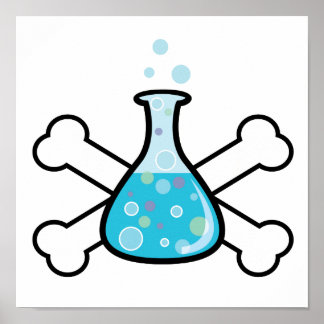 science geek beaker and crossbones design poster