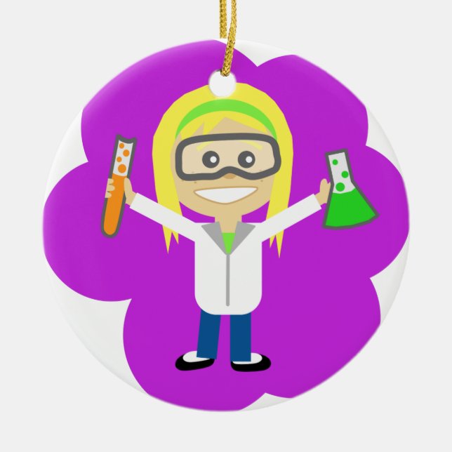 Science Girl Ceramic Tree Decoration (Front)