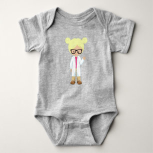 Science Girl, Scientist, Cute Girl, Blonde Hair Baby Bodysuit