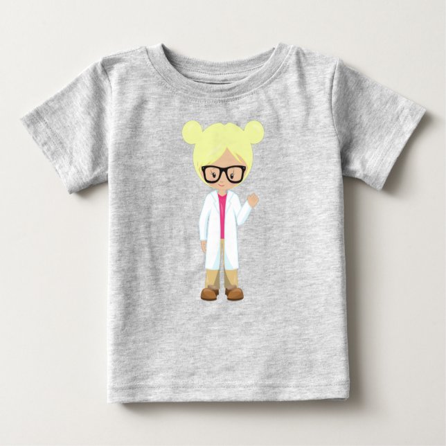 Science Girl, Scientist, Cute Girl, Blonde Hair Baby T-Shirt (Front)