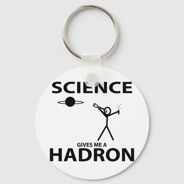 Science Gives Me a Hadron Stick Figure Nerd Gear Key Ring (Front)