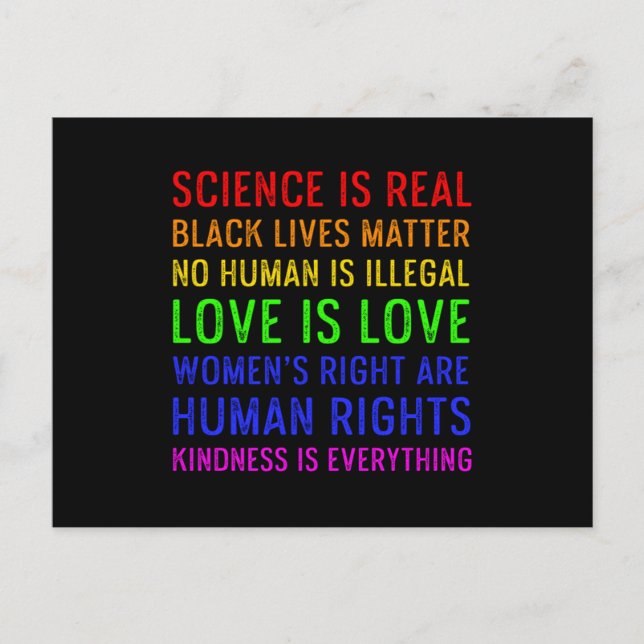 Science Human Rights Love Kindness Pride Gift Postcard (Front)