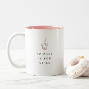 Science is for Girls Cool Trendy Modern Blush Pink Two-Tone Coffee Mug