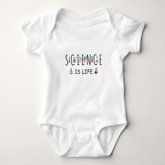 Science is life baby bodysuit (Front)