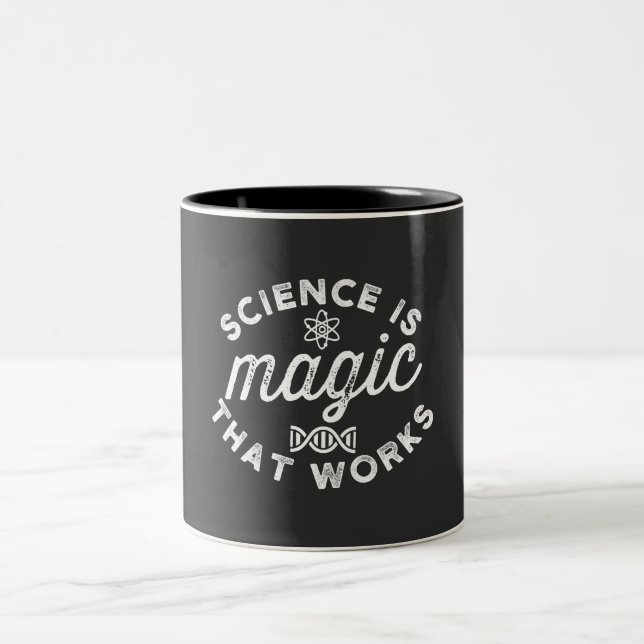 SCIENCE IS MAGIC THAT WORKS. Two-Tone COFFEE MUG (Center)