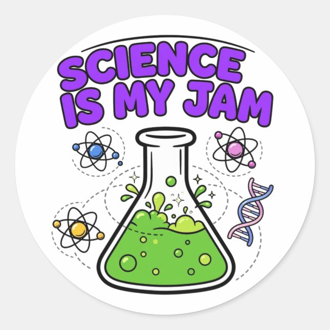 Science Is My Jam Lab Fun Round Sticker (Front)