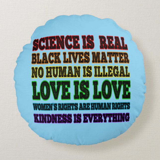 Science is Real Black Lives Matter Round Cushion (Front)