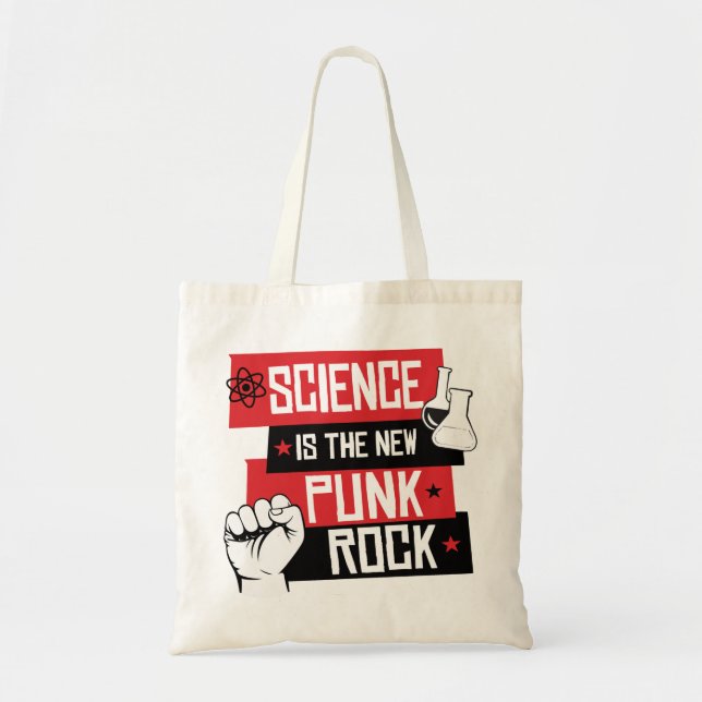 Science is the new punk rock tote bag (Front)