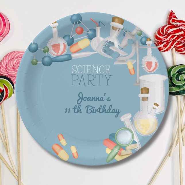 Science lab and chemistry birthday party paper plate (Creator Uploaded)