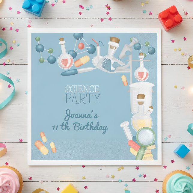Science lab and experiments birthday party napkin (Creator Uploaded)