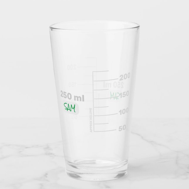 Science Lab Beaker Personalised Drinking Glass (Front)