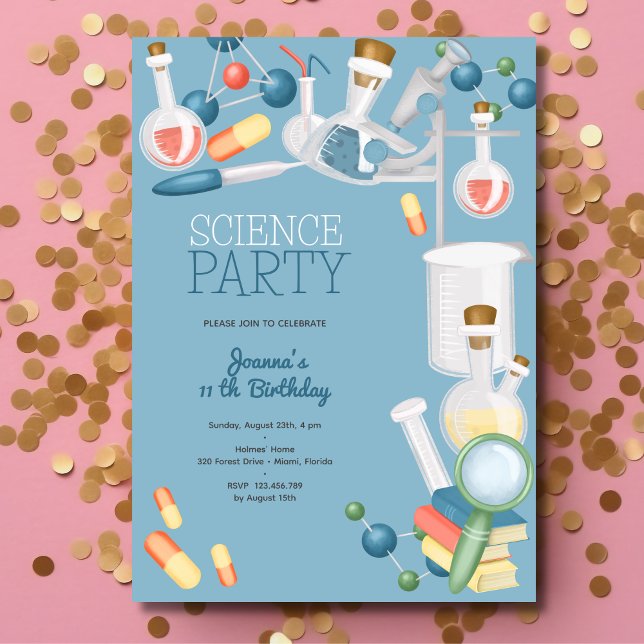 Science lab birthday party invitation (Creator Uploaded)
