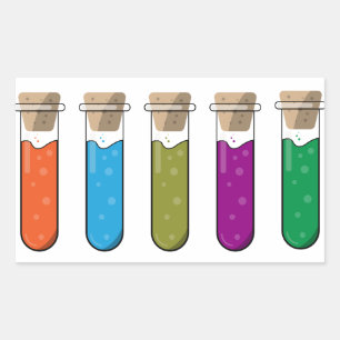 Science Lab Colorful Liquid Potion Test Tubes Rectangular Sticker