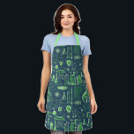 Science Lab Equipment, STEM, chemistry, physics  Apron<br><div class="desc">Get inspired in the kitchen, classroom, or workshop with this vibrant Science Lab Equipment Apron! Featuring a neon green chalk sketch design of beakers, flasks, microscopes, and scientific symbols, this apron adds a fun, geek-chic touch to your routine. It’s perfect for science teachers, lab enthusiasts, STEM fans, and anyone who...</div>