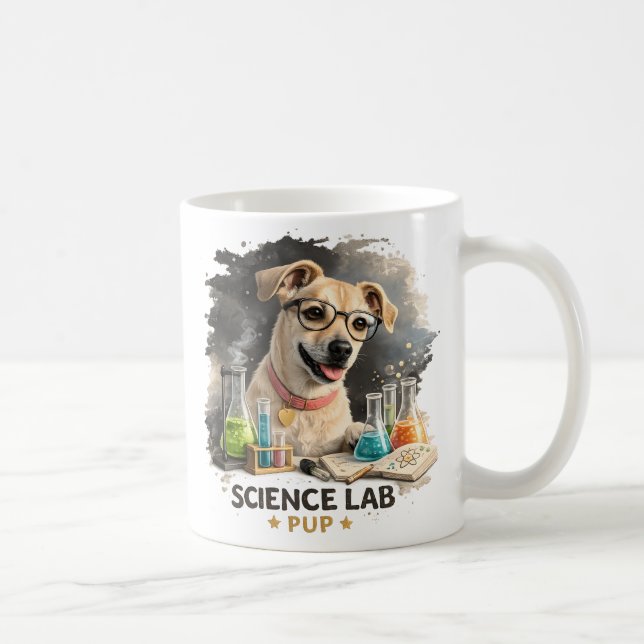 Science Lab Superstar Cute Dog with Glasses Coffee Mug (Right)