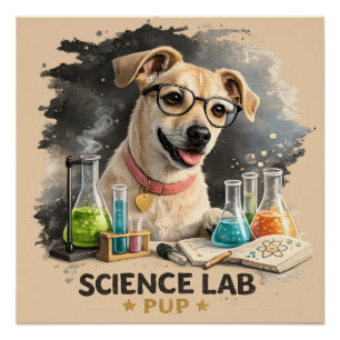 Science Lab Superstar Cute Dog with Glasses Poster