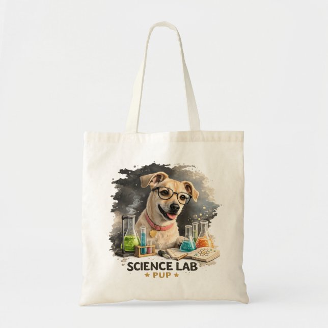 Science Lab Superstar Cute Dog with Glasses Tote Bag (Front)