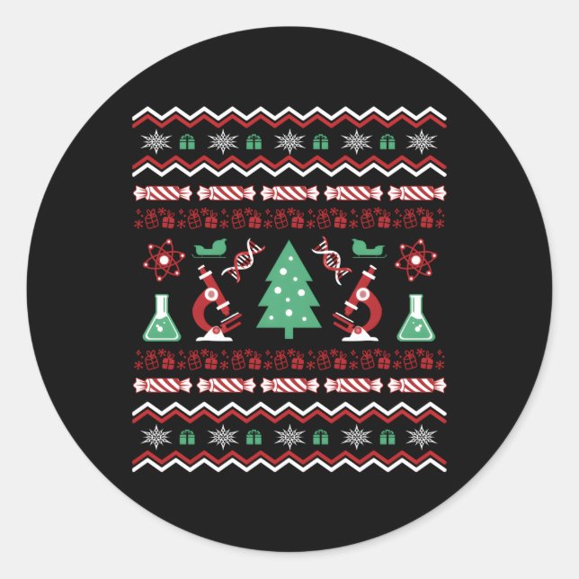 Science Laboratory Ugly Dna Microbiology Classic Round Sticker (Front)