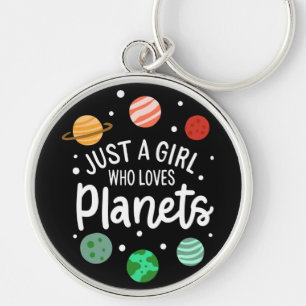 Science Nerd Outer Space Girl Who Loves Planets Key Ring