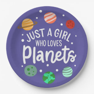Science Nerd Outer Space Girl Who Loves Planets Paper Plate