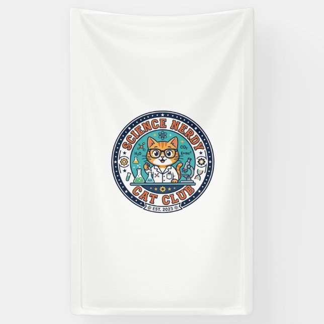 Science Nerdy Cat Cat Mum Gift Idea - Science Nerd Banner (Vertical)