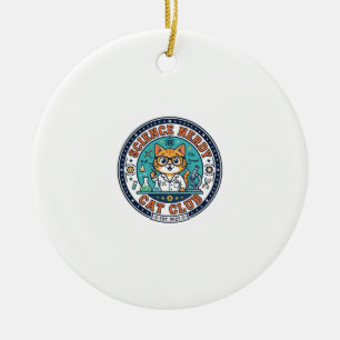 Science Nerdy Cat Cat Mum Gift Idea - Science Nerd Ceramic Tree Decoration