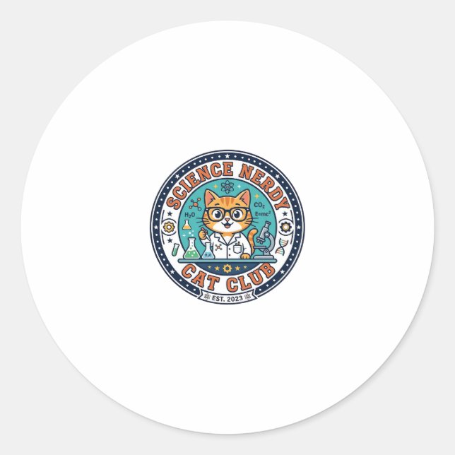 Science Nerdy Cat Cat Mum Gift Idea - Science Nerd Classic Round Sticker (Front)